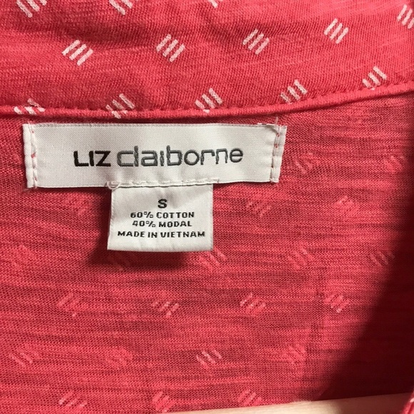 Liz Claiborne rolltab coral/white buttondown top - Picture 5 of 9